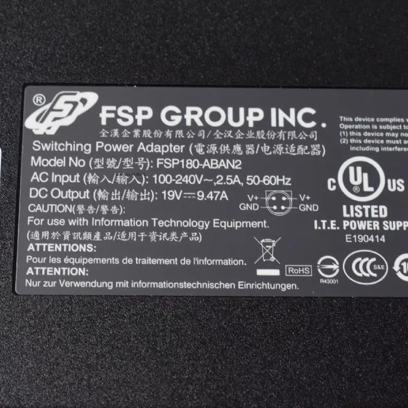 FSP Group FSP180-ABAN2 9NA1802806 19V 9.47A 4-Pin Power AC Adapter For CLEVO P150 X511 Power Supply 9NA1800700FSP FSP180-AAAN1