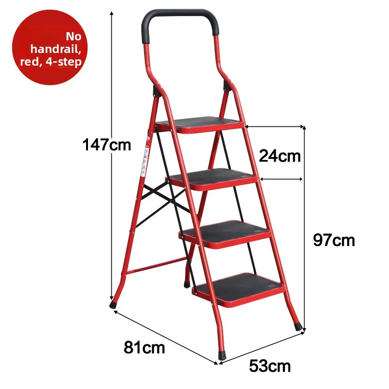 Folding Ladder Indoor A Frame Multifunctional Thick Wide Steps Non Slip Three Four Step Folding Stairs Thickened Step Ladder