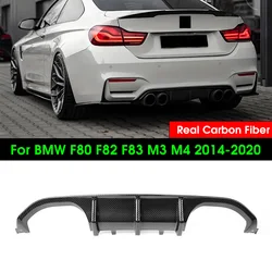 Real Carbon Fiber Rear Diffuser Bumper Lip Spoiler For BMW 3 4 Serises F80 M3 F82 F83 M4 2014- 2020 MP Style Rear Diffuser