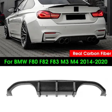 리얼 탄소 섬유 리어 디퓨저 범퍼 립 스포일러, BMW 3 4 시리즈 F80 M3 F82 F83 M4 2014- 2020 MP 스타일