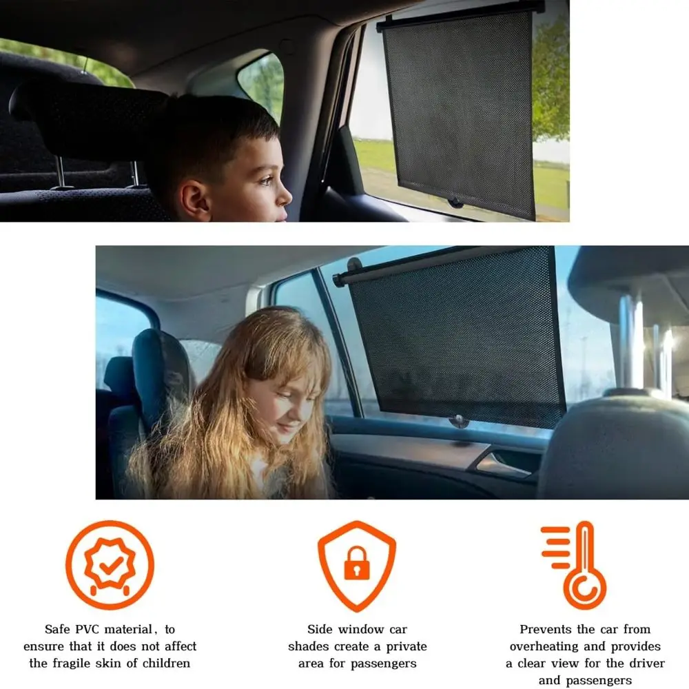 

New Retractable Car Side Window Sun-Shade Universal Black UV-Protection Curtains Car Window Sun Visors Auto Truck
