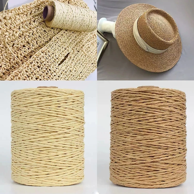 280-300M Colorful Threads Natural Raffia Straw Yarn For Hand Knit Crochet Hat Handbag Cushion DIY Basket Knitting Material