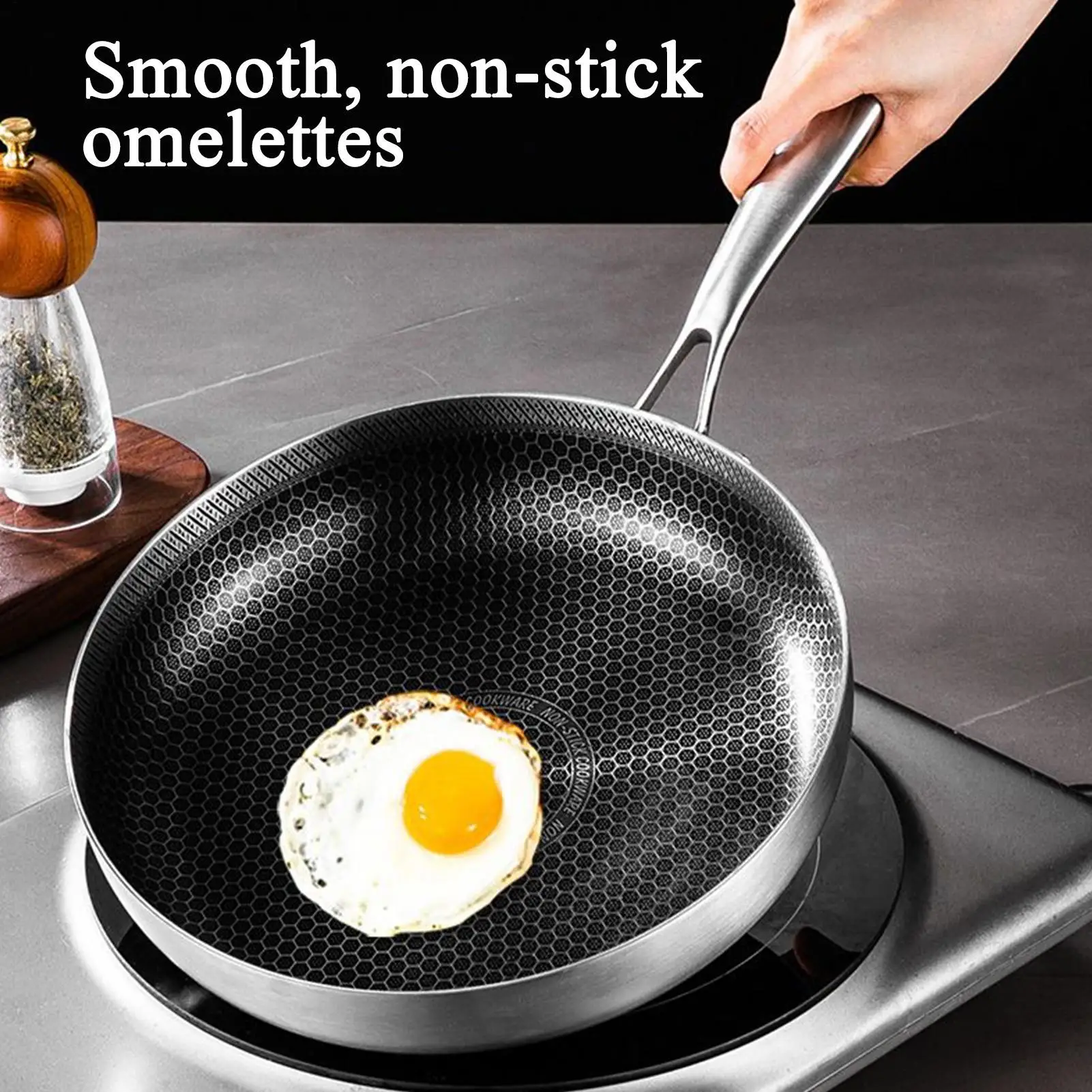 

Non Stick Fry Pan Stainless Steel Versatile Nonstick Pan Skillet Lightweight With Lid Scratch-Resistant Cookware For Home Baking