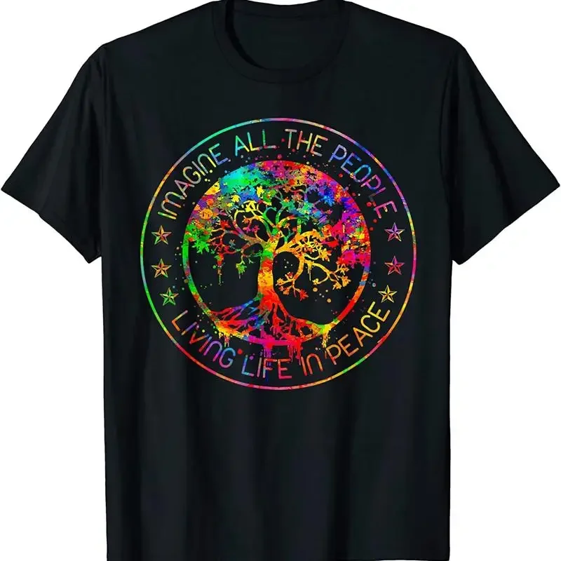 New Limited All The People Imagine Living Life In Peace Hippie Tie Dye T Shirt