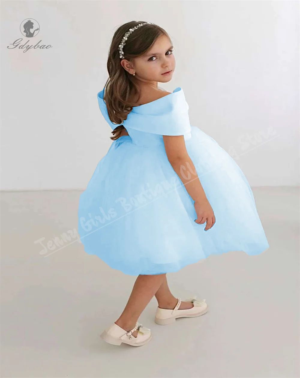 Abito da prima comunione per ragazze, spalle per lavello, stile classico, abito da ragazza di fiori per abiti da festa di compleanno per bambini