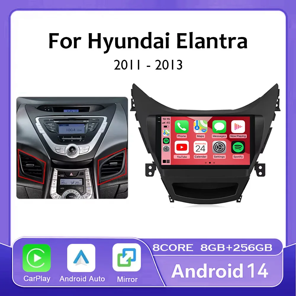 

Android 14 Carplay Auto для Hyundai Elantra 5 JK GD MD UD 2011-2013, автомобильный радиоприемник, мультимедийный видеоплеер, навигация, GPS, без 2Din