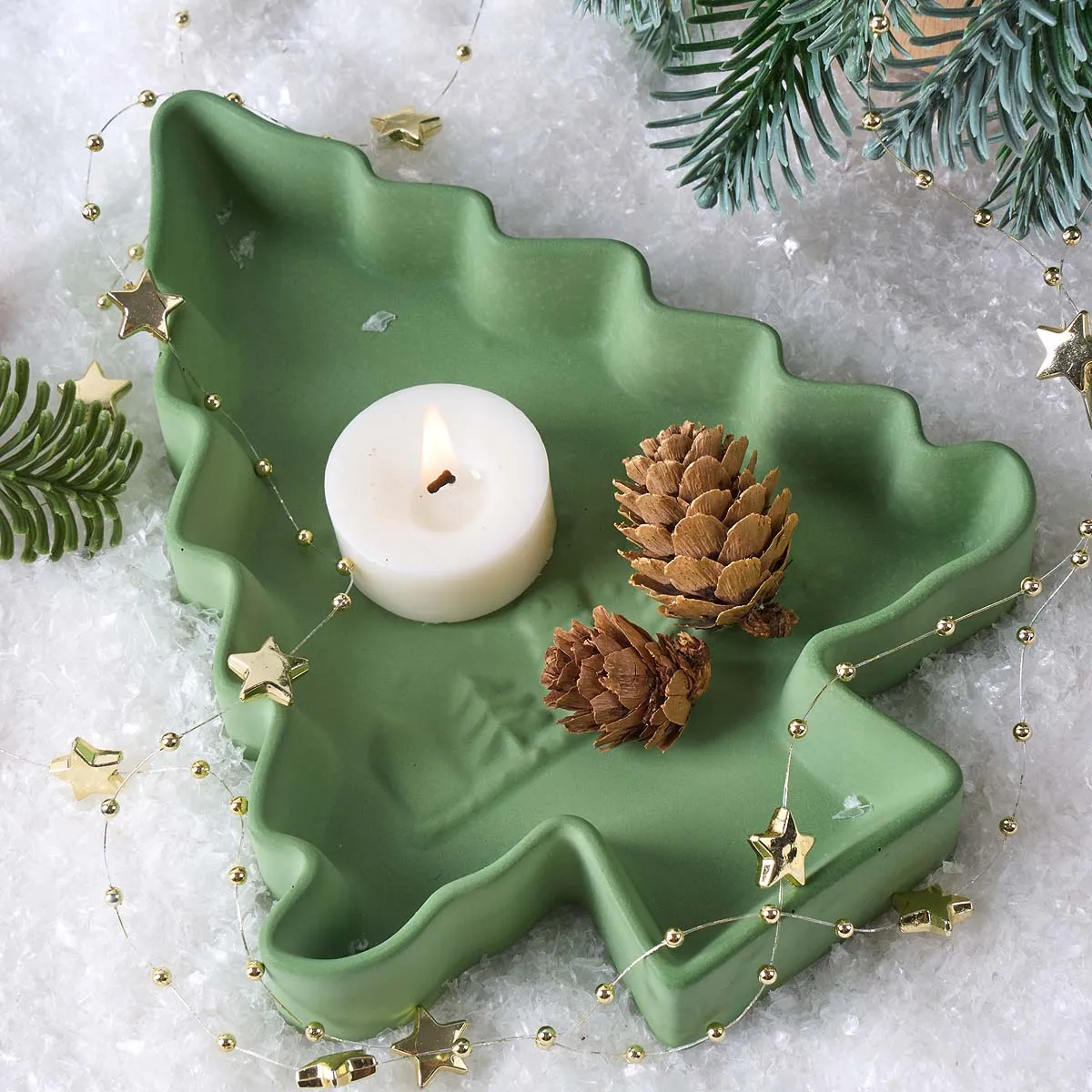 Weihnachtsschmuck-Aufbewahrungsschale Silikonform DIY Handgemachter Relief-Weihnachtsbaum Gips-Harz-Schmuckteller Bastelgussformen