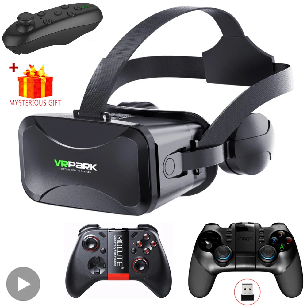 

VR Glasses Virtual Reality 3D Headset Smart Phone Helmet Goggles Devices Lenses Smartphone Viar Headphone Mobile Controller Cell