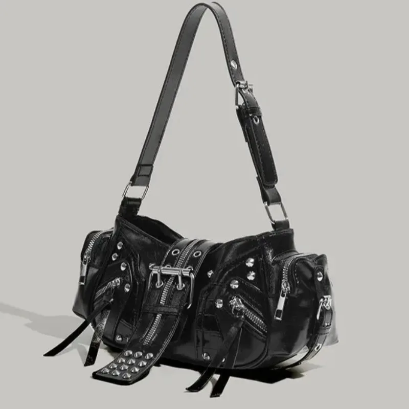 

Belt Buckle Shoulder Bag Moto Hot Cool Sac Femme Crossbody Bags for Woman Y2k High Street Bolso Rivets Bolsos De Mujer