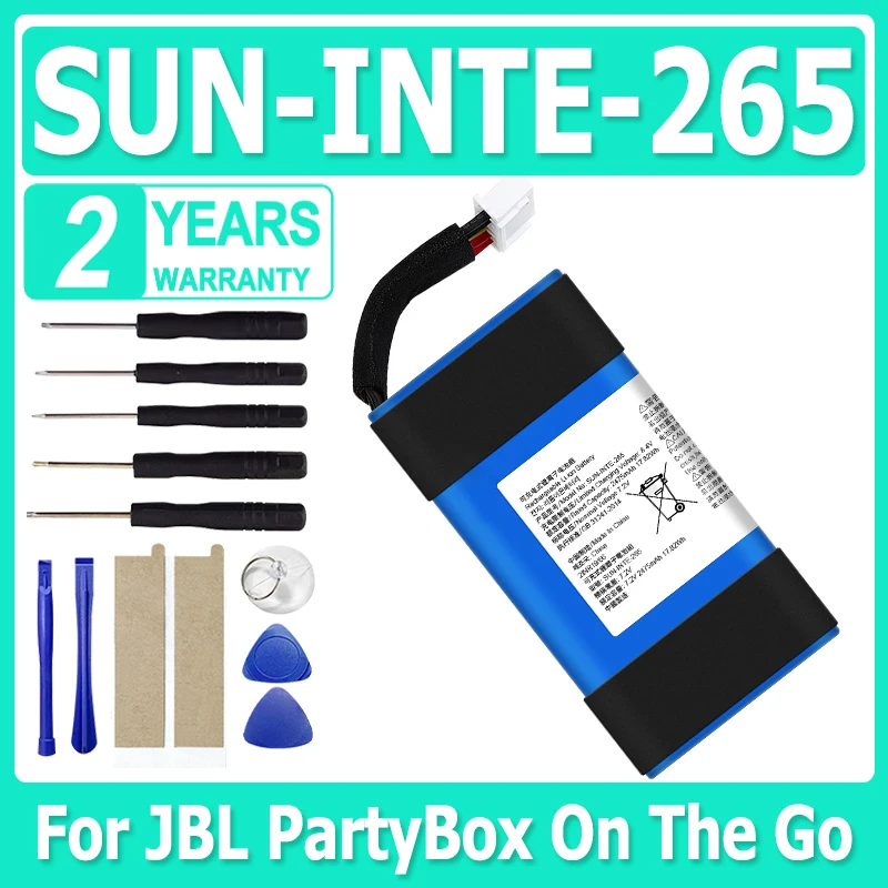 

New Replacement Battery SUN-INTE-265 2475mAh For JBL PartyBox On The Go/OnTheGo Bluetooth Wireless Speaker Battery +Free Tools
