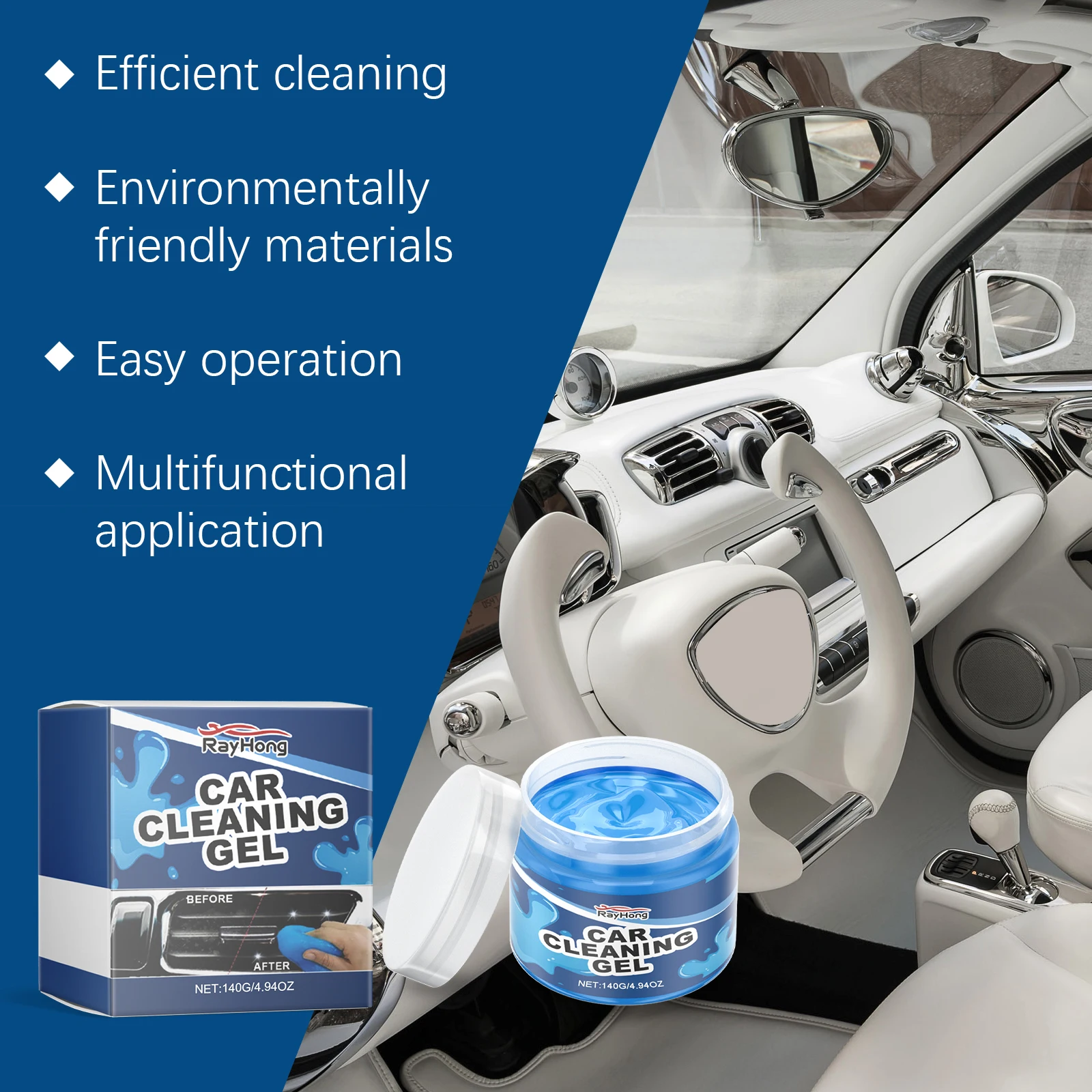 Rayhong Reusable Car Cleaning Slime Gel Auto Interior Detailing Dust Putty Car Air Vent Dashboard Multi Purpose Crevice Cleaner