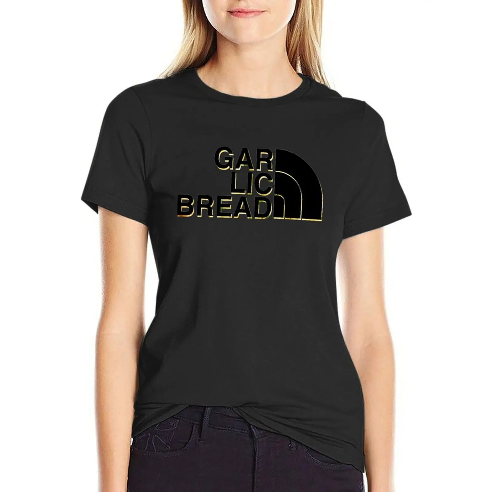 Gar Lic Bread camiseta de verano para mujer, tops, blusa, ropa kawaii, camisas de entrenamiento, ajuste suelto