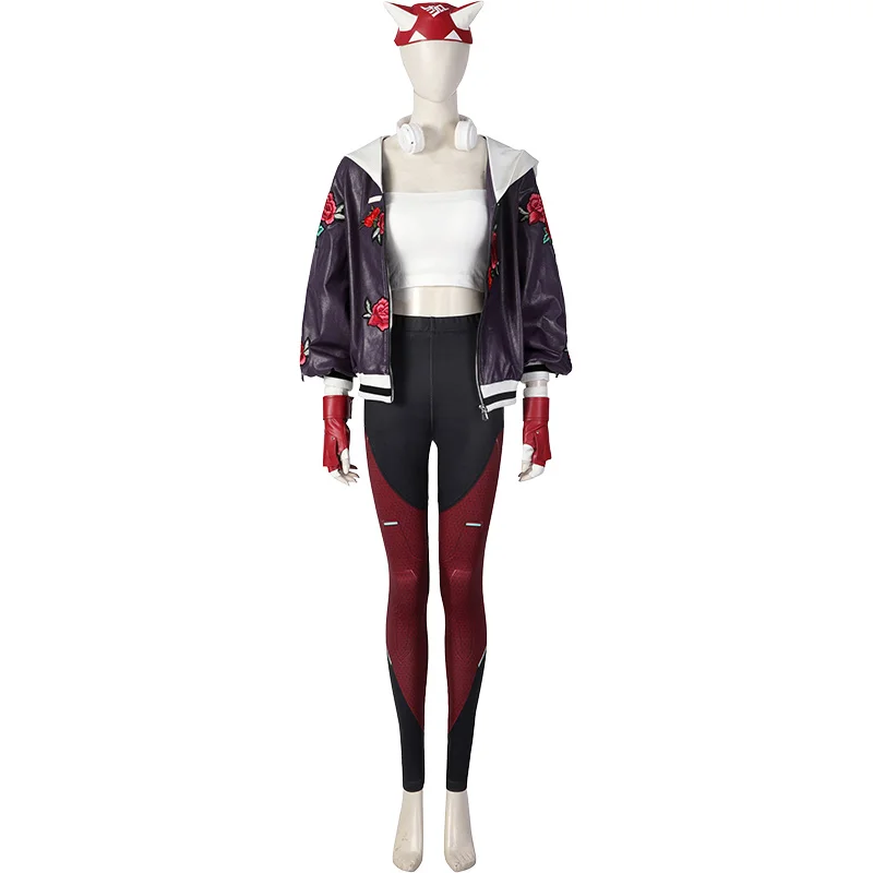 XS-2XL Game OW 2 Kiriko Cosplay Rose Jacket Player Outfit Fancy Costume Sports Daily Wear Sportswear