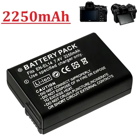 EN-EL14A EN-EL14 EL14 CAMERA BATTERY FOR NIKON D3100 D3200 D3300 D3400 D3500 D5600 D5100 D5200 P7000 P7100 P7800 P7700 2250MAH