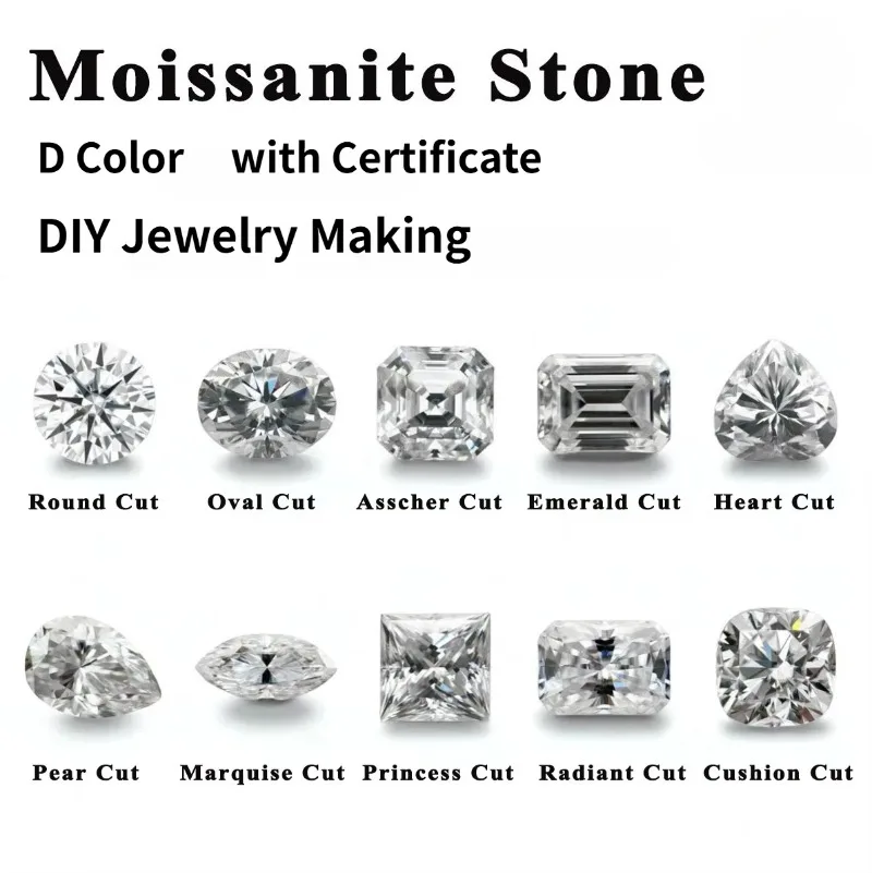 Moissanite Stone D Color Multiple Shapes DIY Charms Jewelry Making Ring Necklace Earrings Main Materials Certificate
