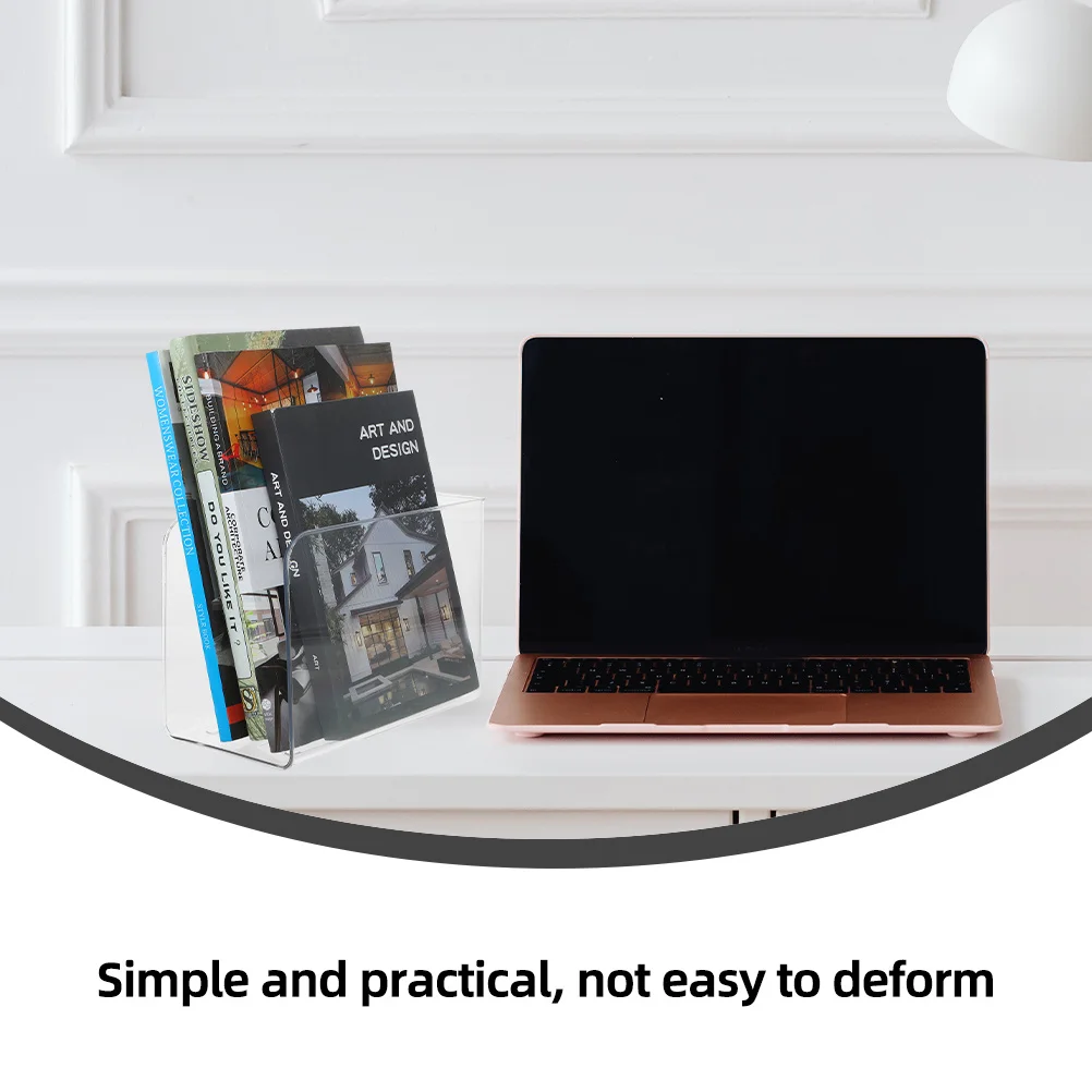 

2Pcs Transparent Acrylic Bookend Vertical File Organizer Magazine Holder Desktop Use Magazine Files Acrylic File Organizer