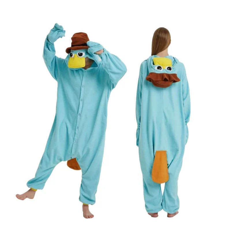 

Platypus Pajamas Costume Cosplay Animal Hooded Onesie For Adults Women Cartoon Pajamas Christmas Halloween Anime Loose Jumpsuits