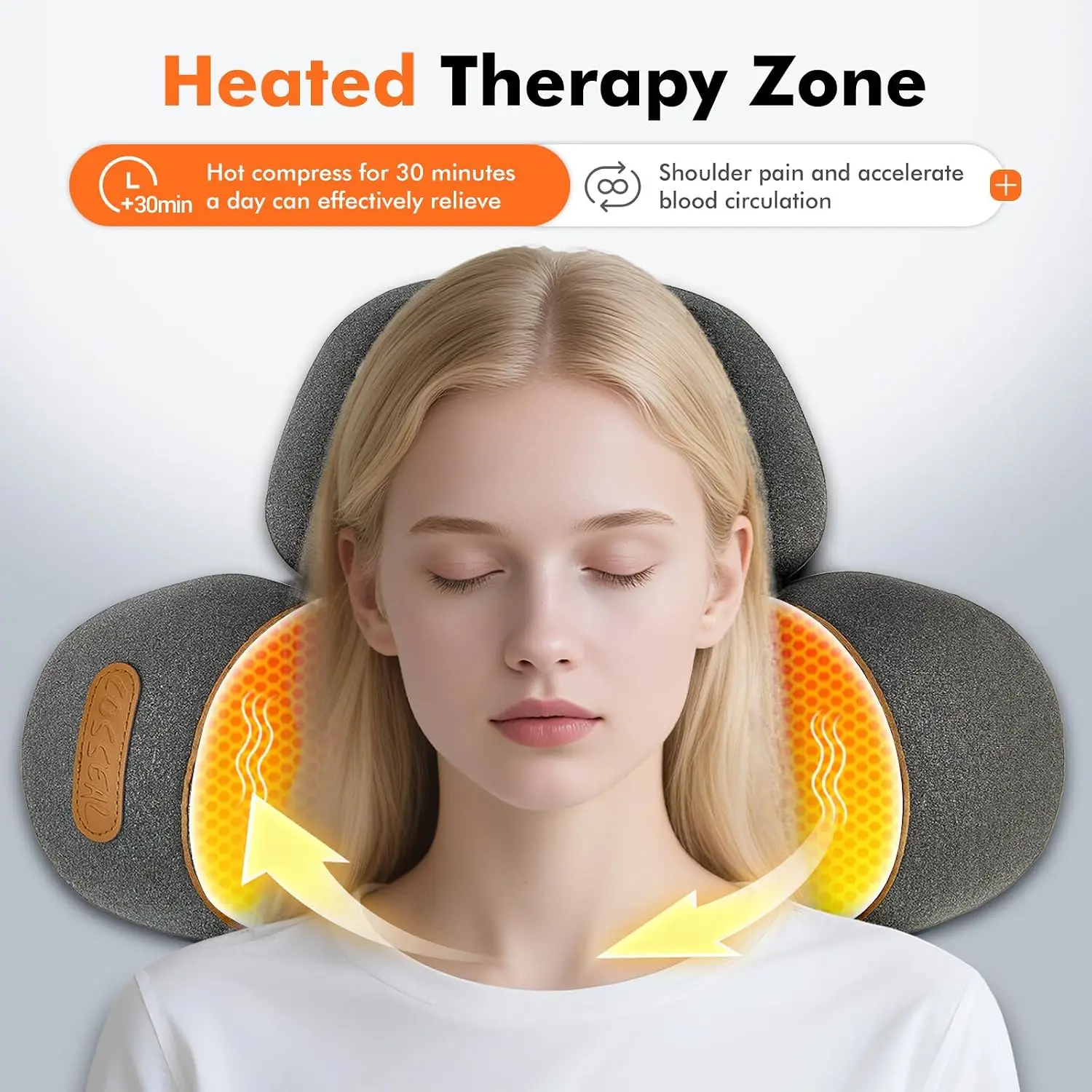 3-in-1 Neck Massager Pillow with Heating & Cervical Traction, Ergonomic Cervical Pillow for Neck Back Shoulder Pain Relief