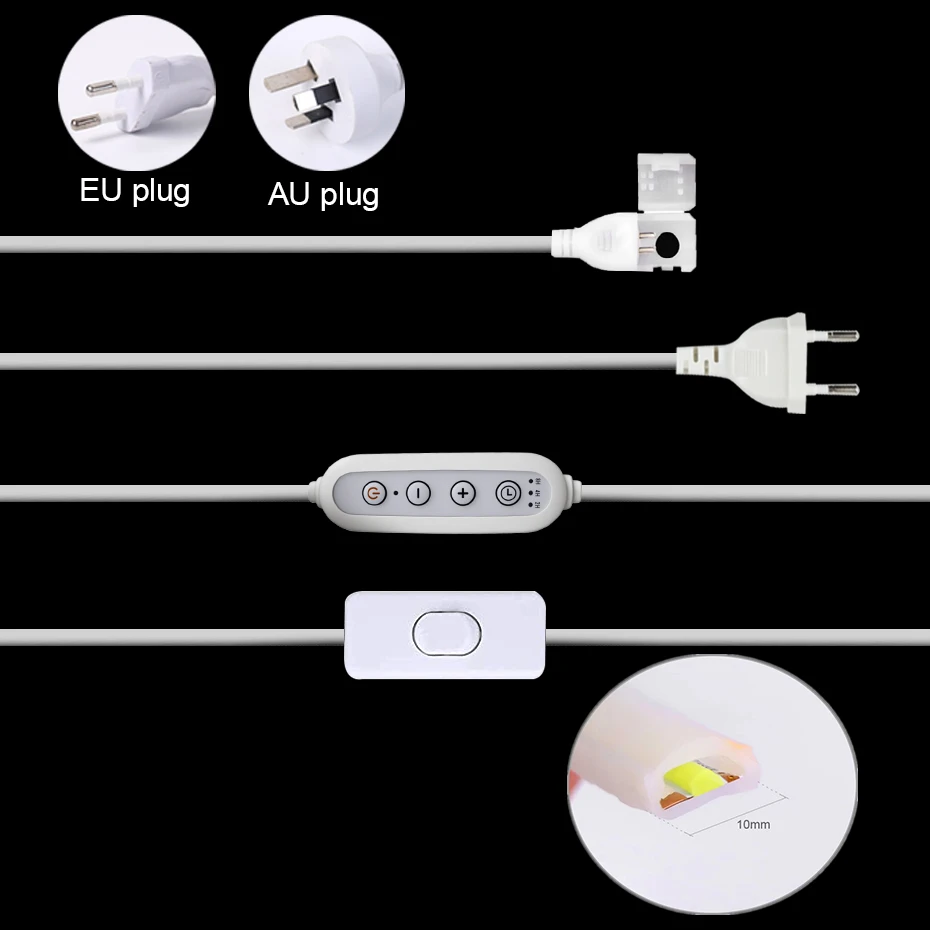 AU EU Plug Power Supply for 220V COB LED Strip Lighting Transformer with ON/OFF Button, Dimming Timer Switch Accessories Plug