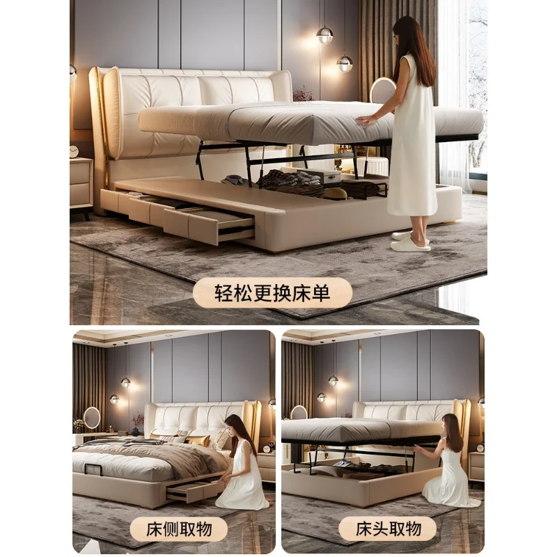 with storage Headboard frames and bed bases Organizer furniture luxury king size bed full marriage bedrooms twin bed 180x200cm view 5