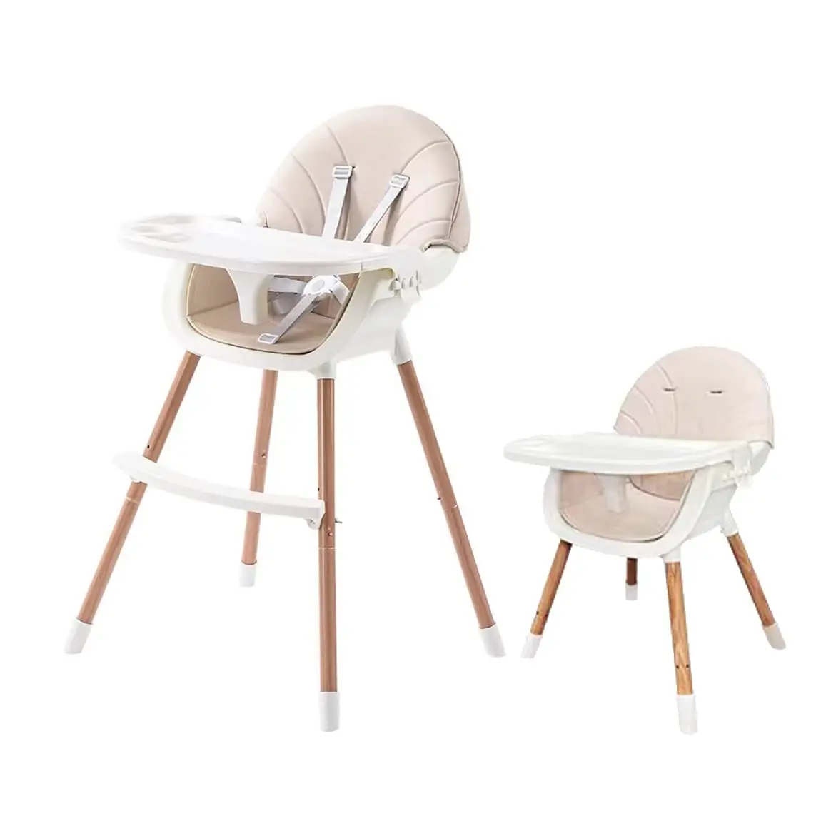 

3-in-1 High Chairs for Babies Toddlers, Convertible Infant Highchair with Removable Tray & Safety Harness Adjustable Legs