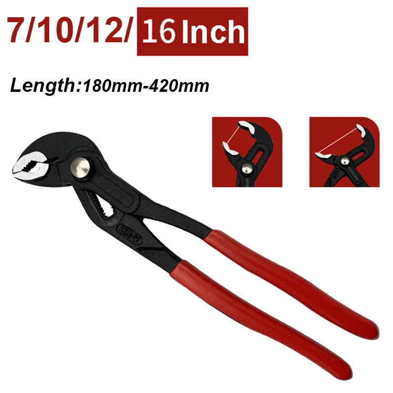 

1pc 7/10/12/16 in Water Pump Pliers Multifunctional Universal Plumbing Pliers Adjustable Open Pipe Pliers Home Maintenance Tool