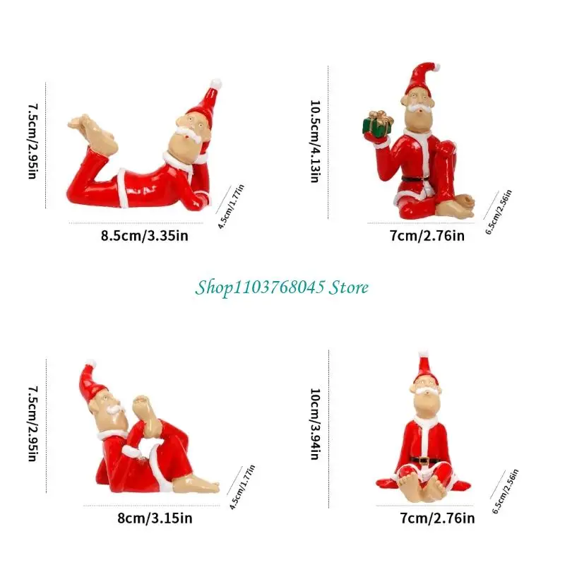 R53F Santa Figurines Each in Different Poses, Christmas Home Decor, Set of Creative Christmas Small Hand Collectibles Santa