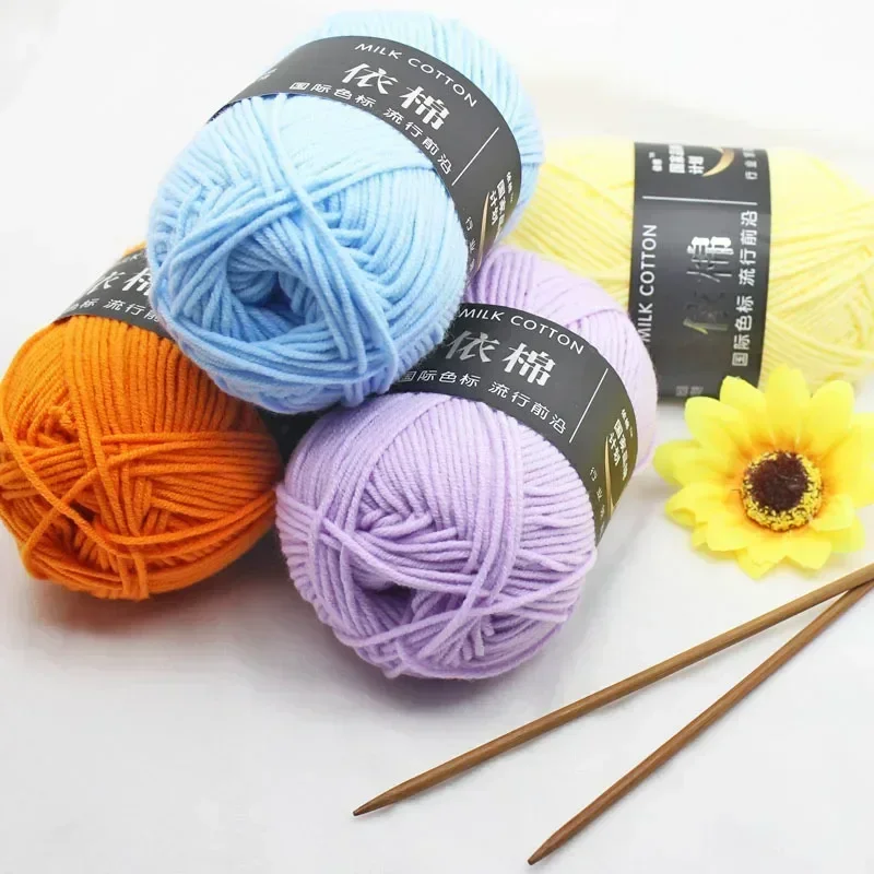 4ply 50g Set Milk Cotton Yarn for Knitting Needlework Dyed Lanas Crochet Craft Sweater Hat Dolls Cost-Effective