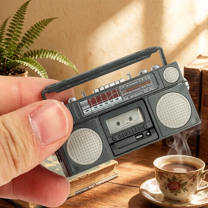 Mini Radio Grabadora Vintage, Modelo a Escala 1:12, Muebles en Miniatura para Casa de Muñecas, Juguete Decorativo para Casa de Muñecas, Accesorios