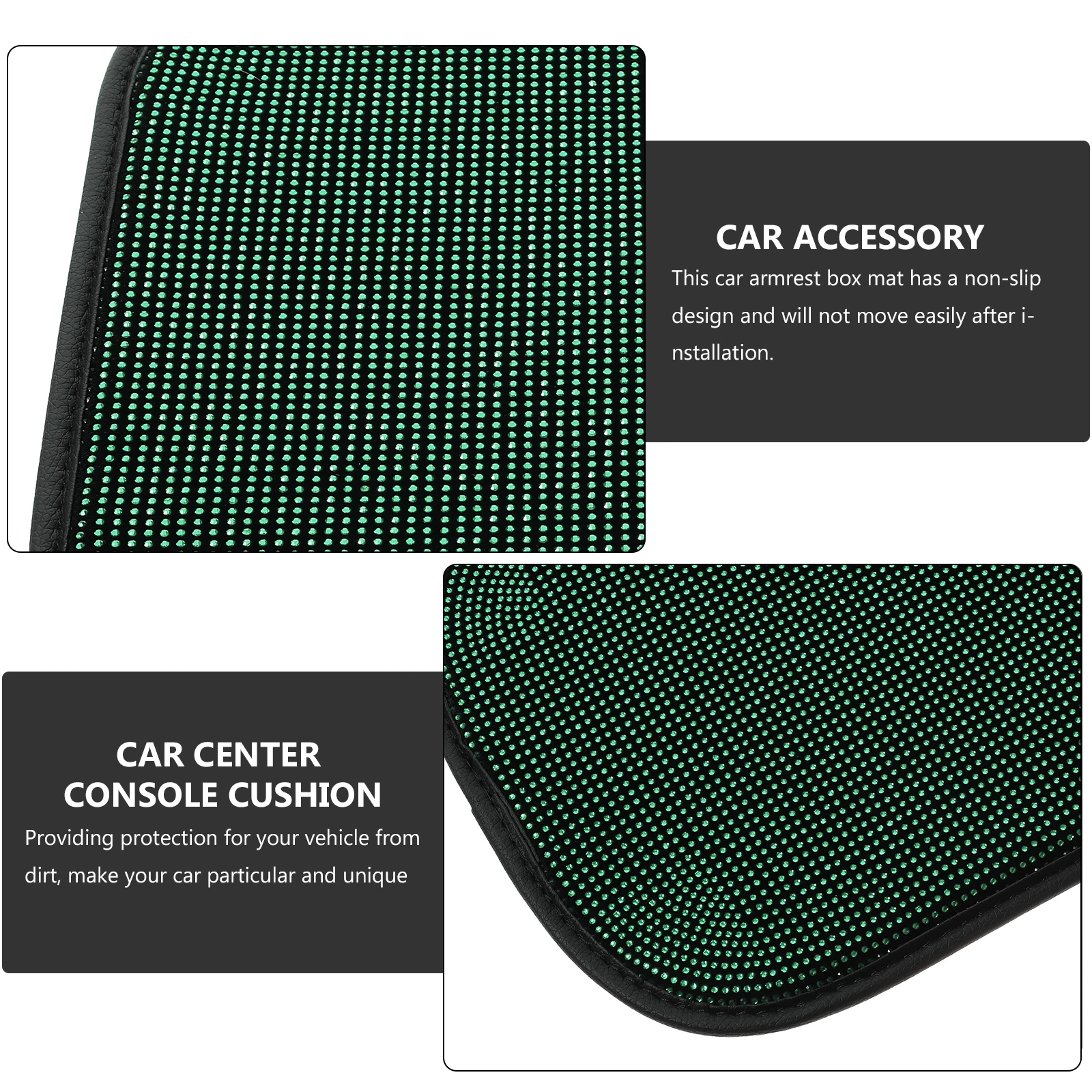 

Armrest Mat Cover Center Console Car Accessory Cushion Protective Case Rhinestone Encrusted Cool Breathable Elastic B Hook Loop