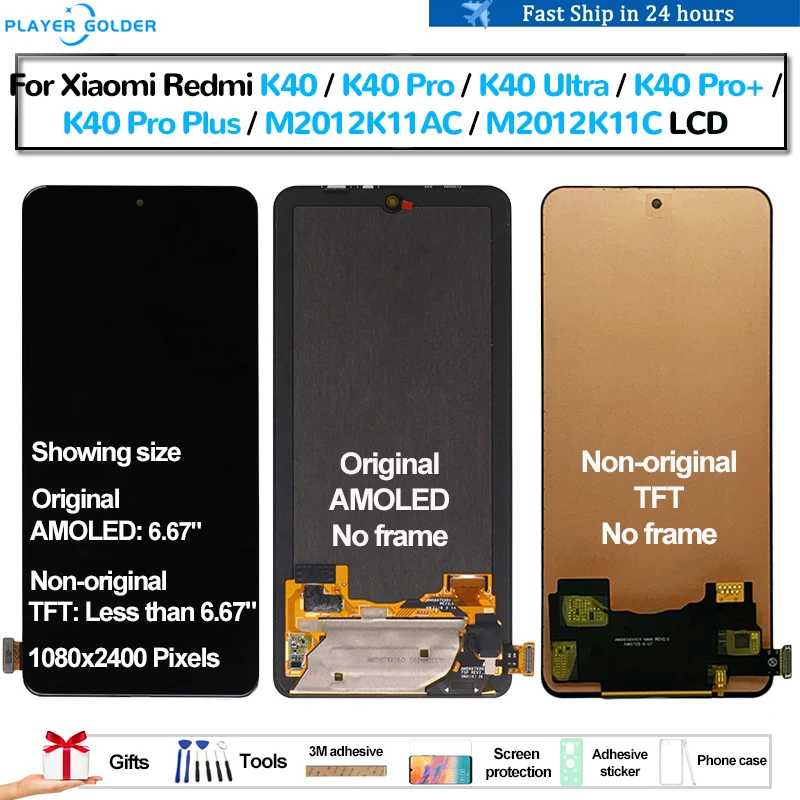 

Original AMOLED For Xiaomi Redmi K40 K40 Pro K40 Ultra K40 Pro Plus Pantalla lcd Display Touch Panel Screen Digitizer Assembly