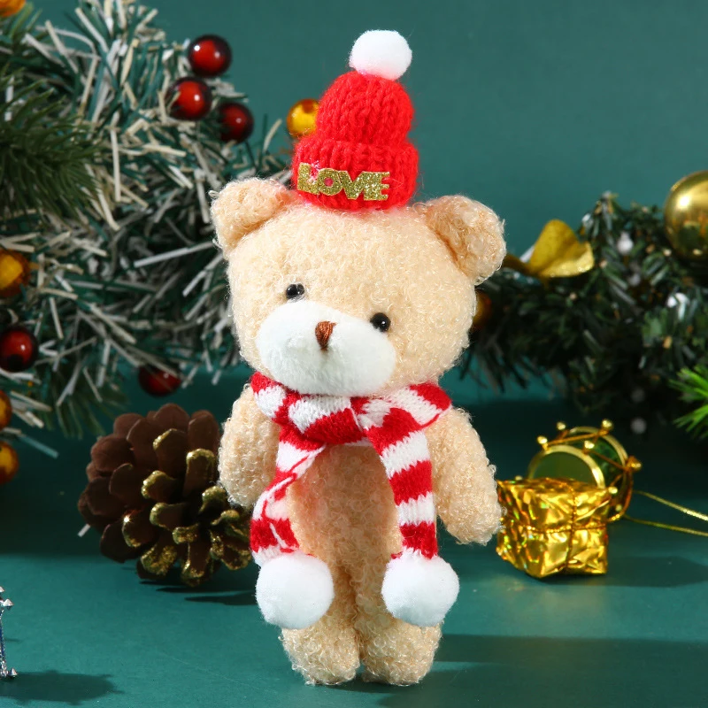 Orso di Natale Bambole di peluche Peluche Natale Simpatico cuscino di Natale Giocattoli di peluche Regali di Natale Ciondolo portachiavi con ciondolo borsa Kawaii