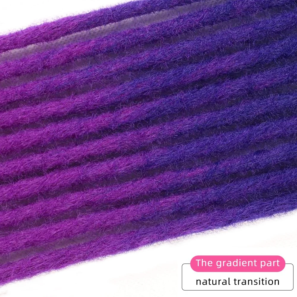 22 Zoll bunte Dreadlock-Erweiterungen Ombre Schwarz & Lila & Königsblau 10 Stränge/Packung synthetische Zöpfe Reggae handgefertigte Häkelarbeit