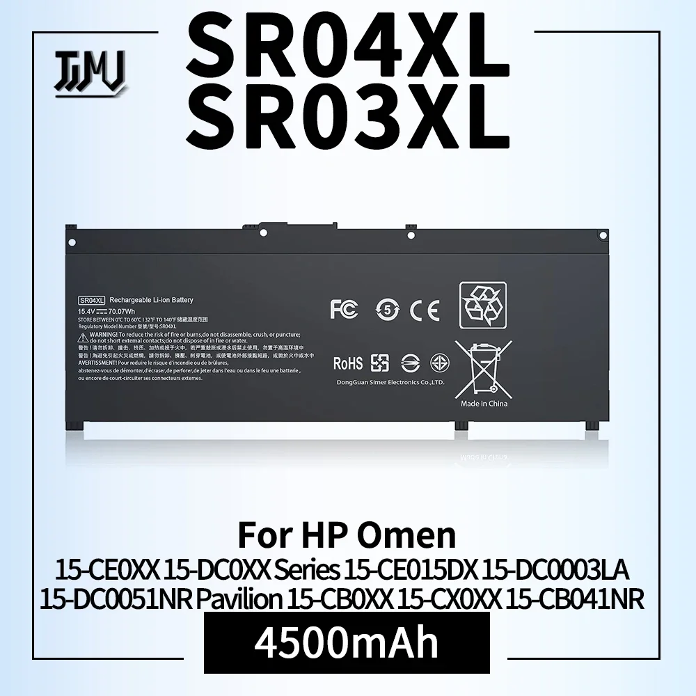 

SR04XL Battery SR03XL Battery for HP Omen 15-CE0XX 15-DC0XX Series 15-CE015DX 15-DC0003LA 15-DC0051NR Pavilion 15-CB0XX 15-CX0XX