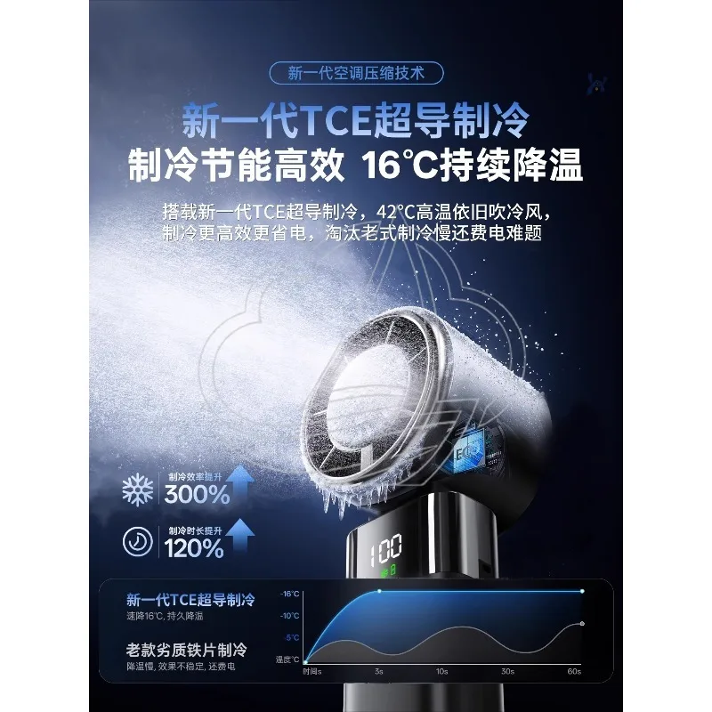 Rechargeable Mini Cooling Fan Handheld Neck Fan Semiconductor Cold Air Outdoor Portable Cooler