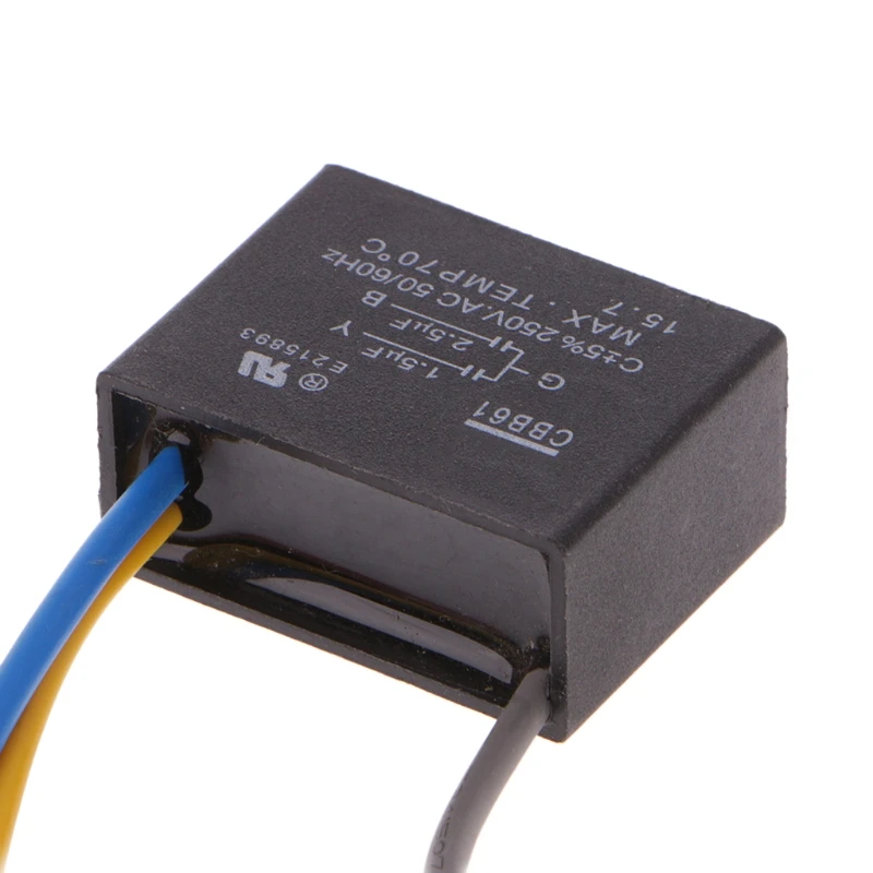 Black CBB61 1.5uF+2.5uF 3 Wires 250V 50/60Hz Capacitor For Ceiling Fan Aluminum Electrolytic Capacitor Fixed