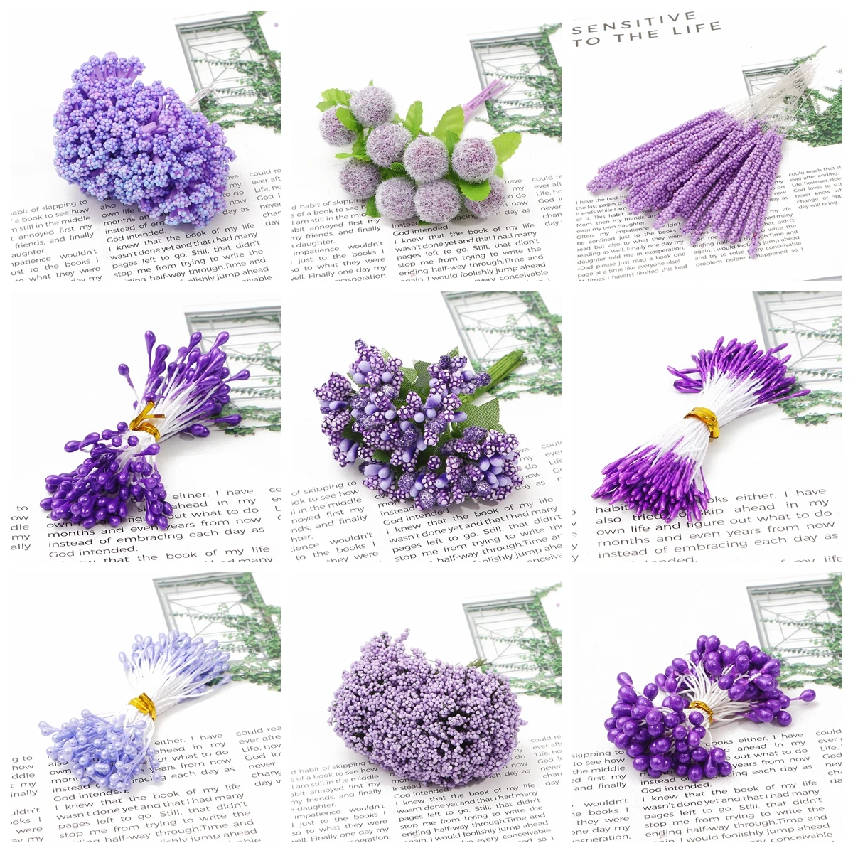 Lila künstliche Blumen simuliert Blumenstrauß Laverder Pflanzenblatt für Hochzeit Blumenzubehör Tischdekoration Party Home Decor – Detail 3