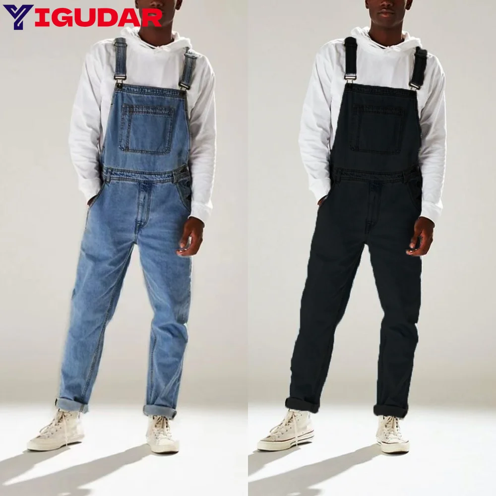 Denim jumpsuit heren Europese en Amerikaanse tooling denim jeans nieuwe zomer herfst heren eendelige baggy jeans y2k streetwear