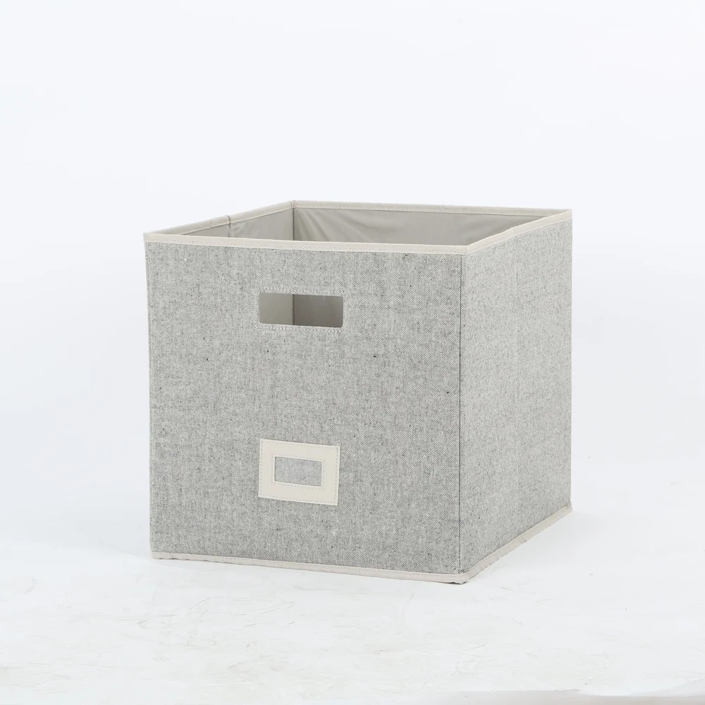 Durable Polyester Cotton Storage Bin Open Top Design with Cut-out Handle Office Living Room Bedroom Organization