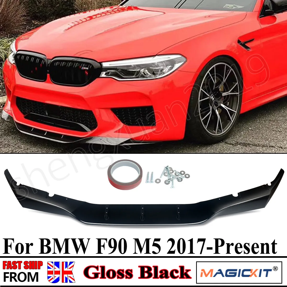 

For BMW F90 Gloss Black Front Lip Bumper 5 Series M5 RKP Style 2017 2018 2019 2020 Front Bumper Spoiler Splitter Car Accessories