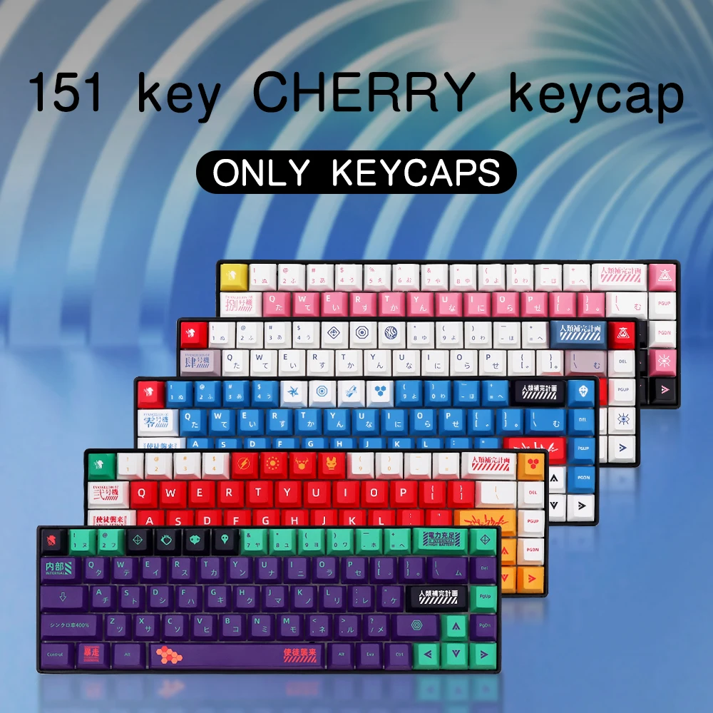 Go! 151 keys Eva custom japanese anime keycap pbt keycaps cherry profile for gmk 61/64/68/84/87/96/980/104/108 mechanical