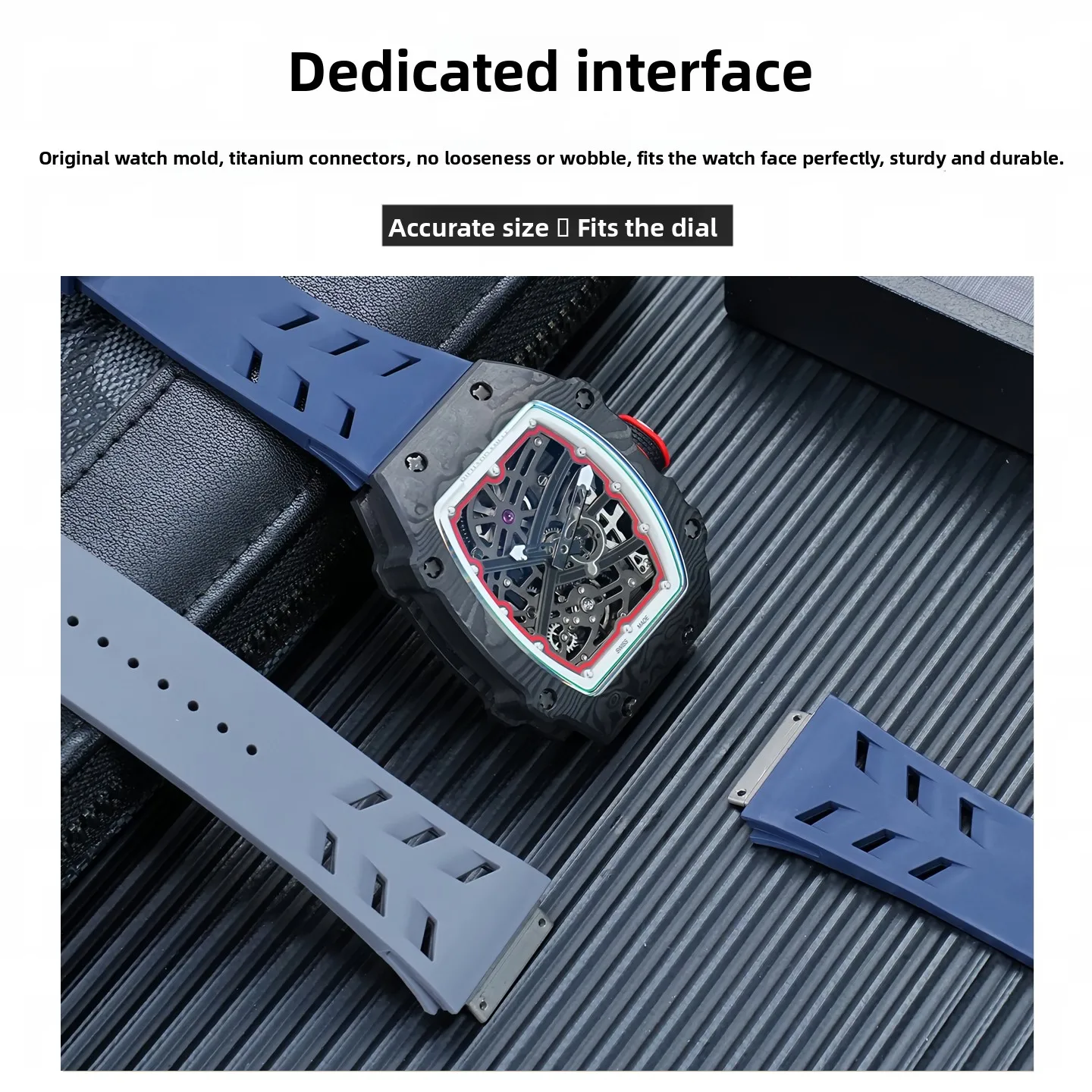 For Richard Miller RM67 Men FKM watch band RM67-01 RM67-02 Soft