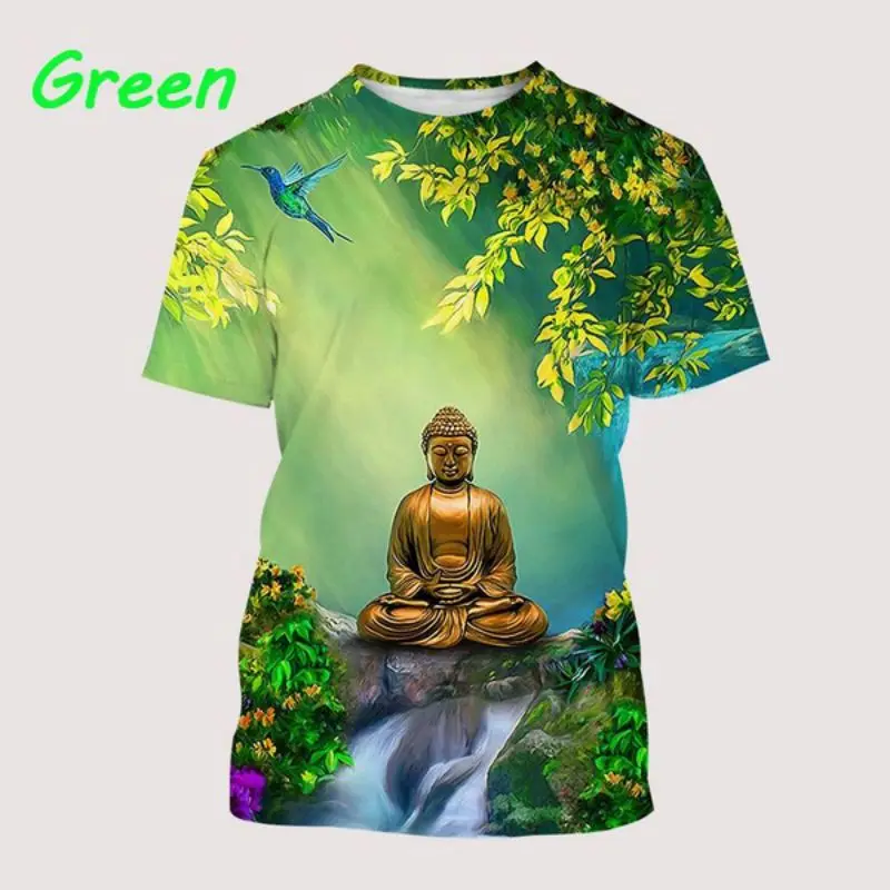 Buddha 3d Printing Hip Hop Summer Men\'s Personality T-Shirt Trend Fashion Street Creative Casual Comfortable Short-Sleeved Top