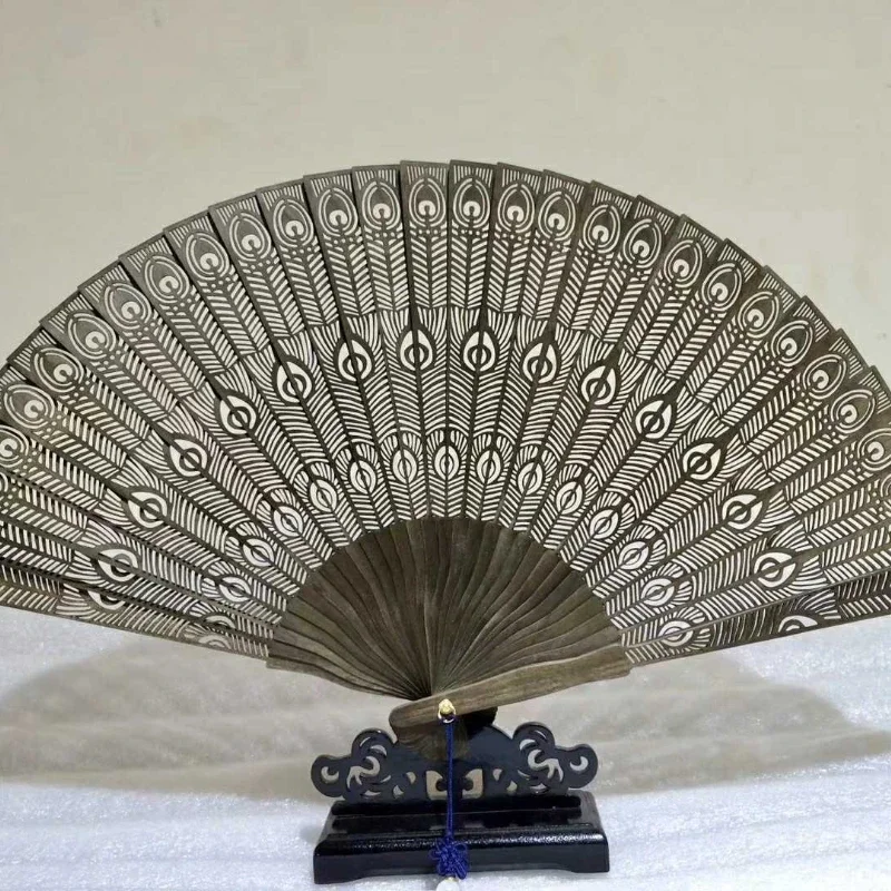 Folding Fan Gloomy Su Fan Xiaoye Zhennan Ebony Ancient Hanfu Solid Wood Natural Fragrance