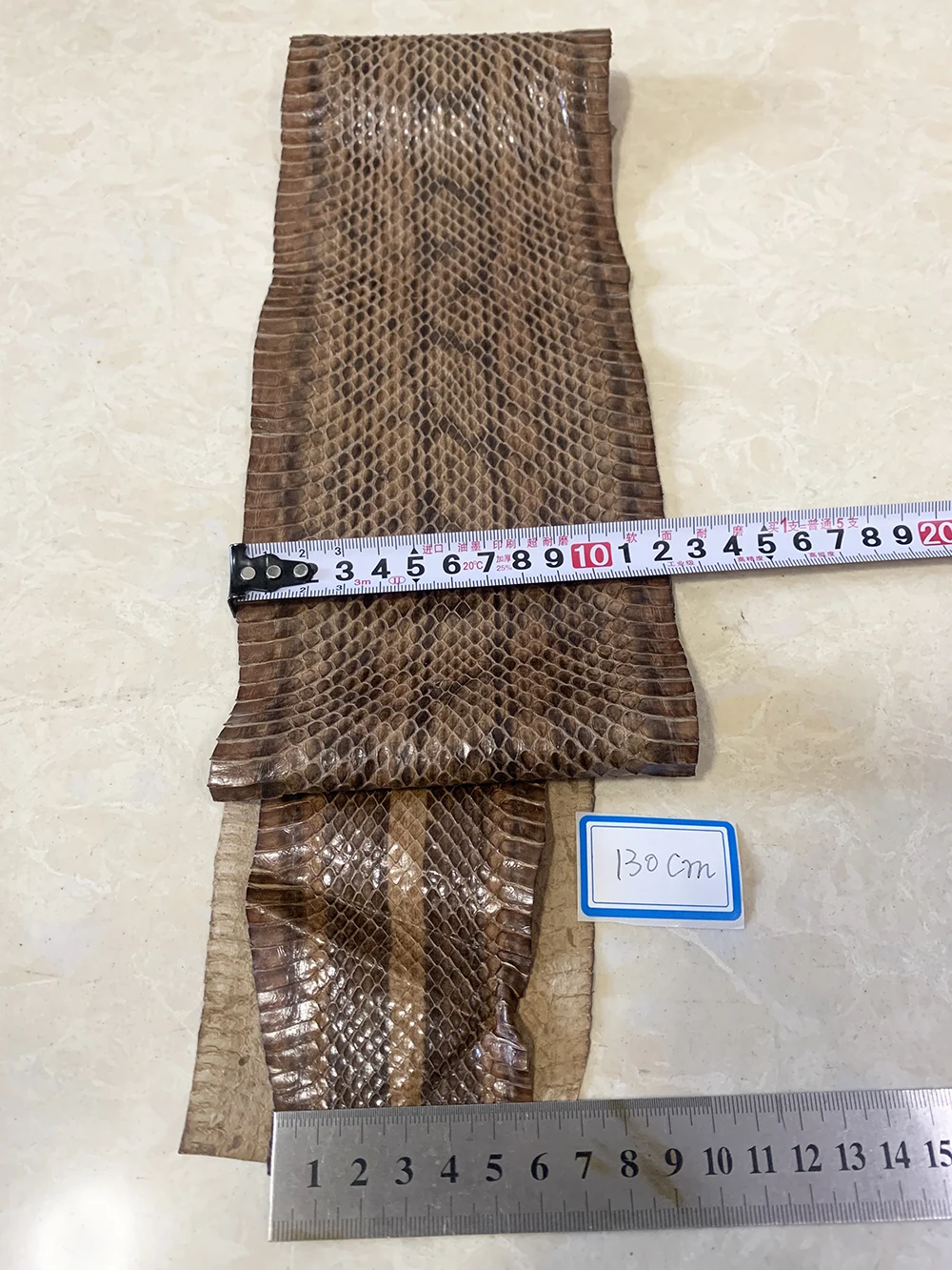 Reddish Brown Printed Natural Leather Snake Skin for Phone Case, Leather Bag, Shoe Belt DIY, Handmade Leather Material