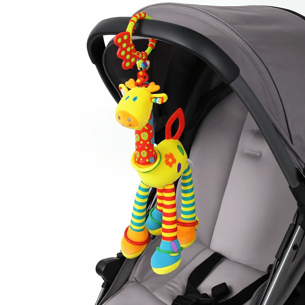 PP coton girafe animaux clochettes peluches poupée éducation précoce nouveau-né girafe hochets jouets en peluche sensoriel doux