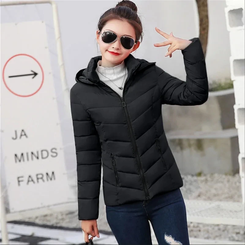 Cotton-Padded Jacket Female 2023 Autumn Winter New Style Short Slim Down Cotton Lady Padded Small Coat Women Parkas