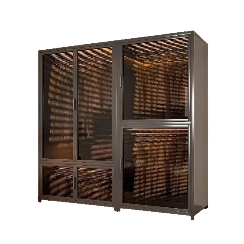 Steel wardrobe, household bedroom storage cabinet, simple hanger floor-to-ceiling baby wardrobe metal storage cabinet