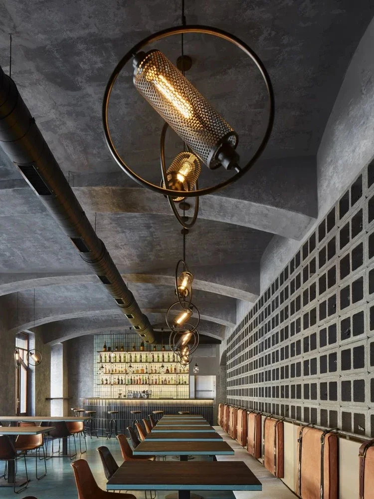 Industrial Retro Pendant Light Modern Minimalist Hanging Lamp for Living Room Bedroom Lamp Circular Iron Restaurant Bar Lighting