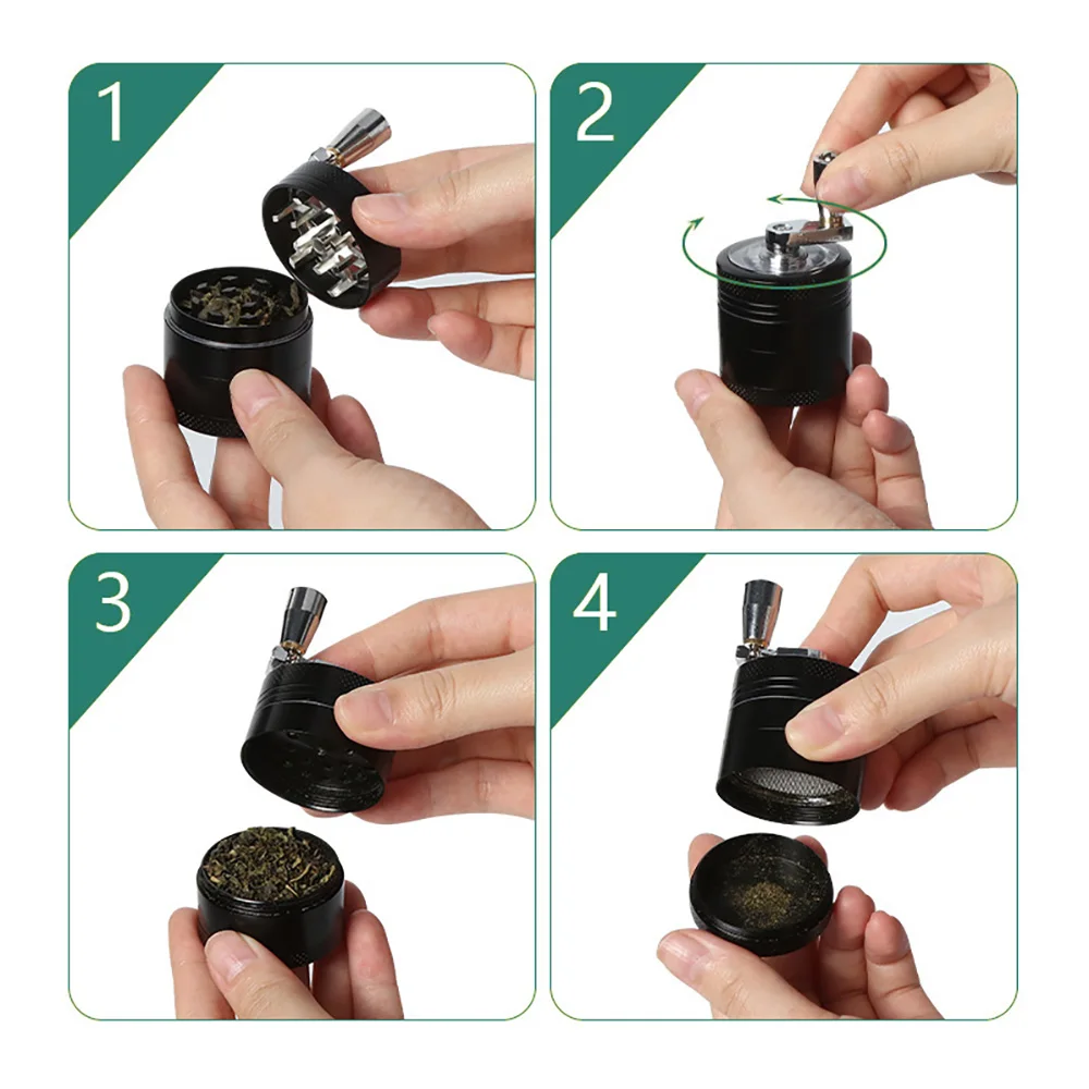 Zinc Alloy Mini Herb Grinder, Spice Mills, 4-layers, Durable Herb-medicine Crusher, Smoking Accessories for Smoker Gifts, 40mm